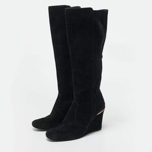 Tory Burch Black Suede Zipped Knee Length Boots 
Size 9